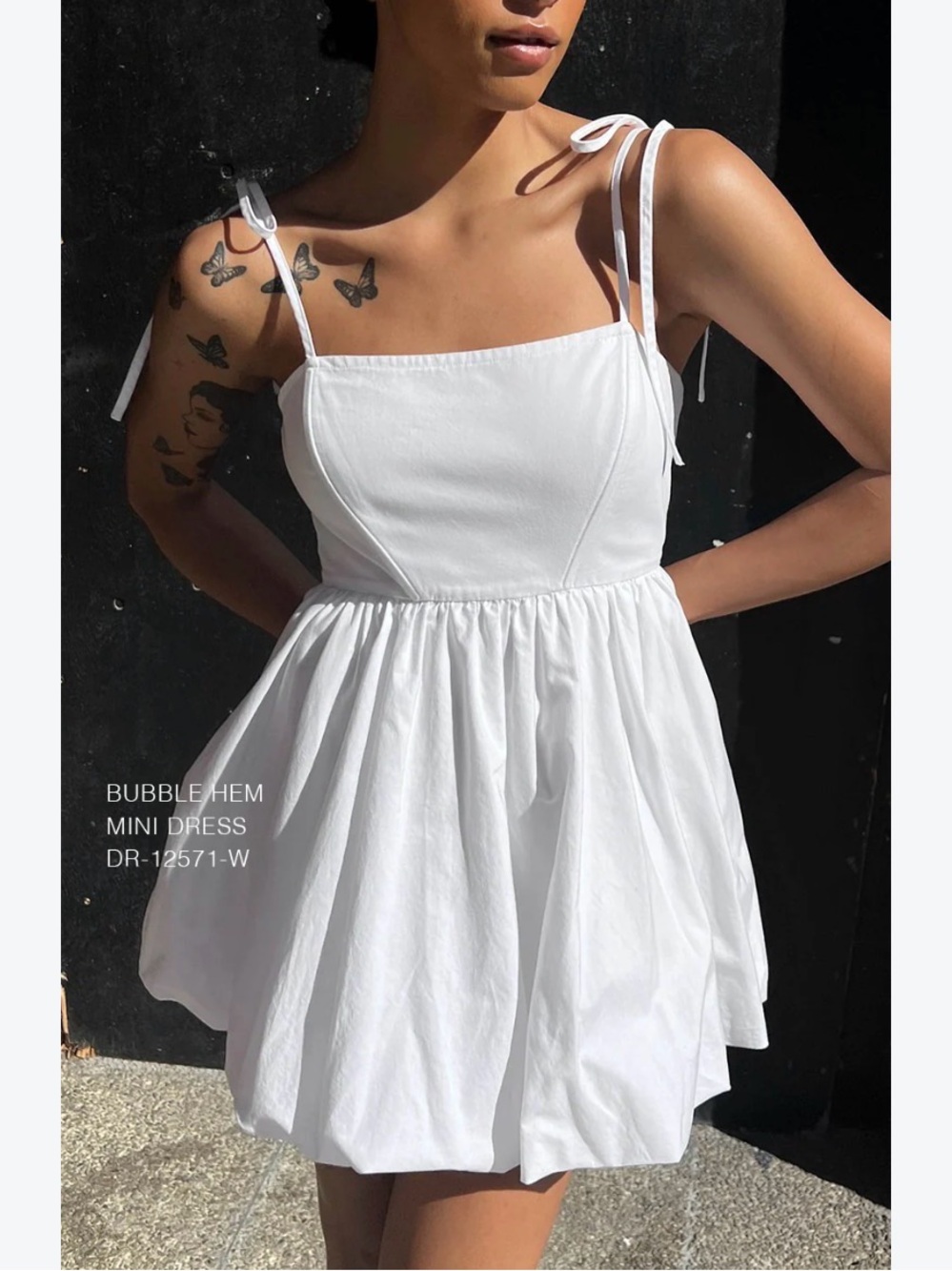 Bubble hem Mini Dress - Picture 2 of 6